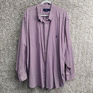 Ralph Lauren Shirt Men’s 3XB Performance Magenta Gingham Plaid Button Down